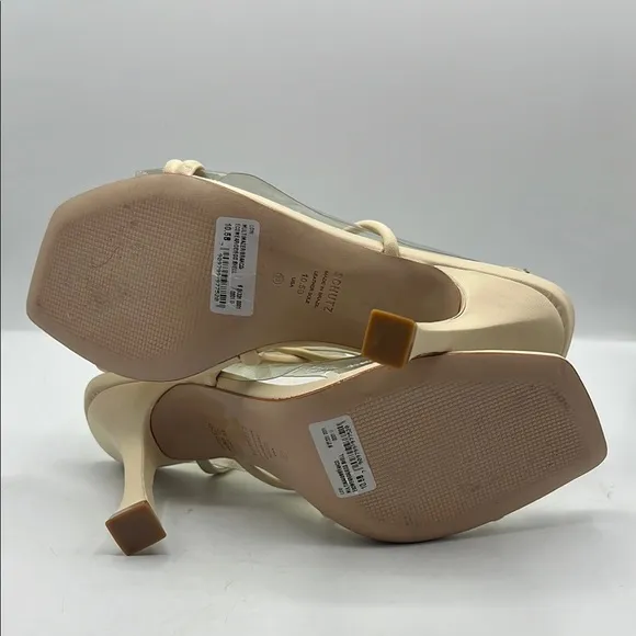 SCHUTZ Sz 10 Lovi Napps Cream Strappy High Heels NEW
