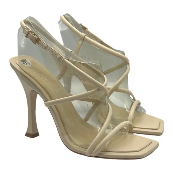 SCHUTZ Sz 10 Lovi Napps Cream Strappy High Heels NEW