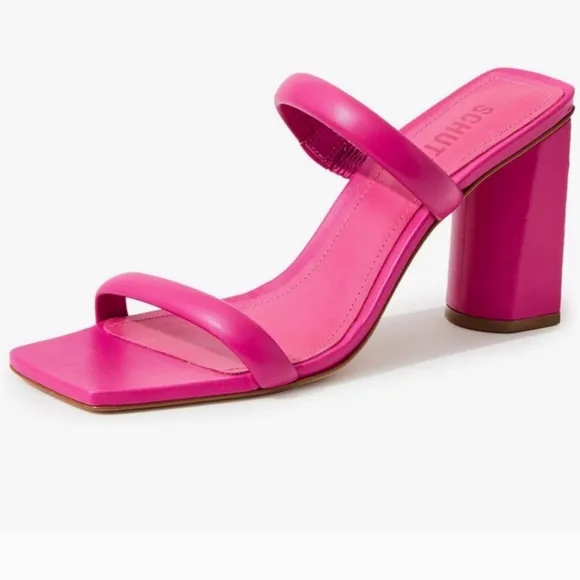 SCHUTZ Ully Nappa Leather Sandals in Hot Pink
