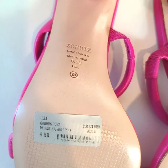 SCHUTZ Ully Nappa Leather Sandals in Hot Pink
