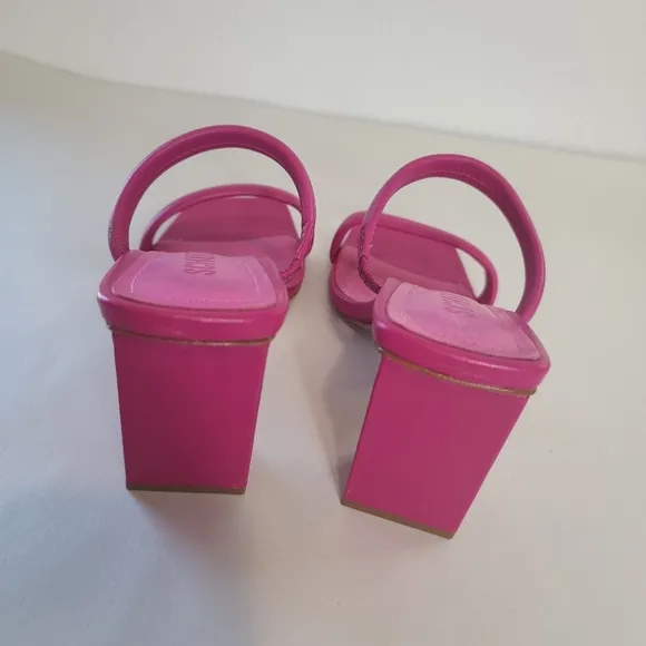 SCHUTZ Ully Nappa Leather Sandals in Hot Pink