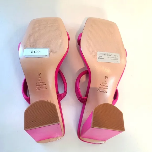 SCHUTZ Ully Nappa Leather Sandals in Hot Pink