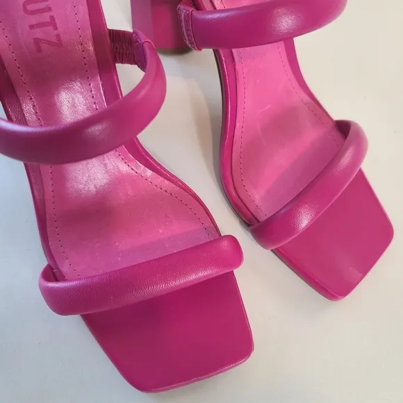 SCHUTZ Ully Nappa Leather Sandals in Hot Pink