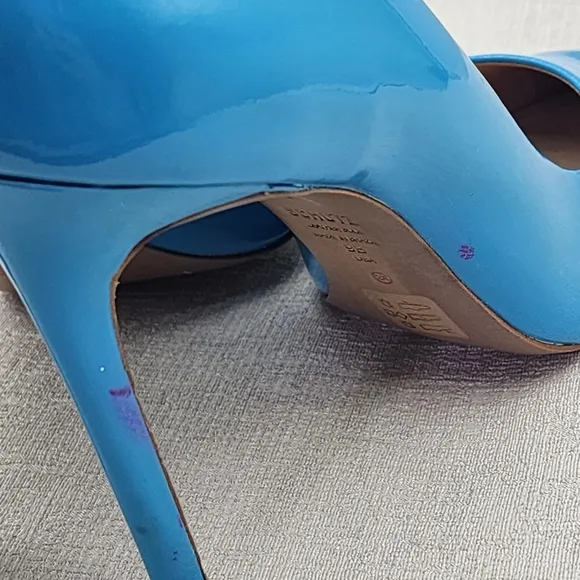 Schutz Women's Lou Patent Bright Ocean Stiletto Pointed Toe Pump Shoes - 9