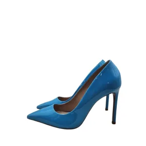 Schutz Women's Lou Patent Bright Ocean Stiletto Pointed Toe Pump Shoes - 9