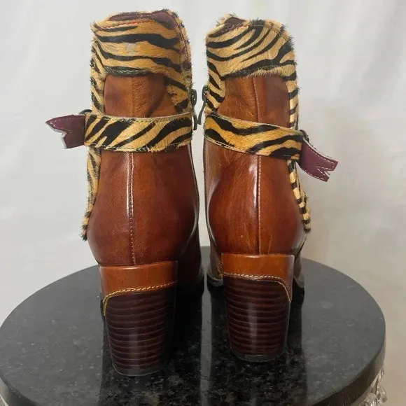 Scofty Retro Printed Cowgirl  Ankle Boots Brown Size 38