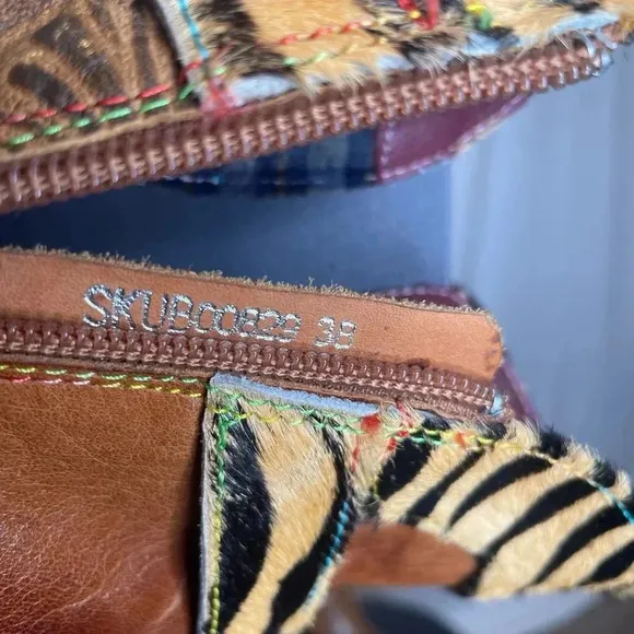 Scofty Retro Printed Cowgirl  Ankle Boots Brown Size 38