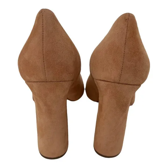 SEBASTIAN Italy Pumps Sand Suede Leather Heels Women's Sz 38 / 8 NIB $600