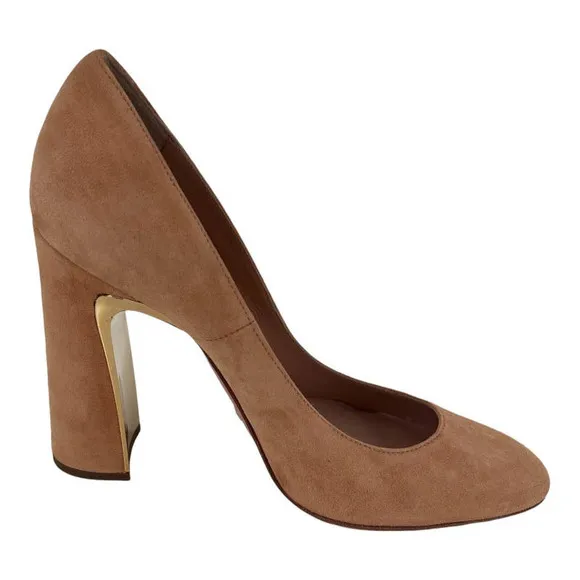 SEBASTIAN Italy Pumps Sand Suede Leather Heels Women's Sz 38 / 8 NIB $600
