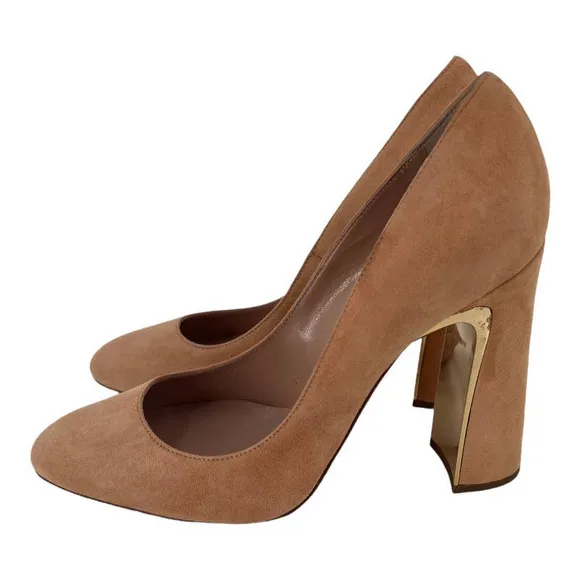 SEBASTIAN Italy Pumps Sand Suede Leather Heels Women's Sz 38 / 8 NIB $600