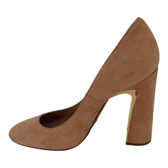SEBASTIAN Italy Pumps Sand Suede Leather Heels Women's Sz 38 / 8 NIB $600