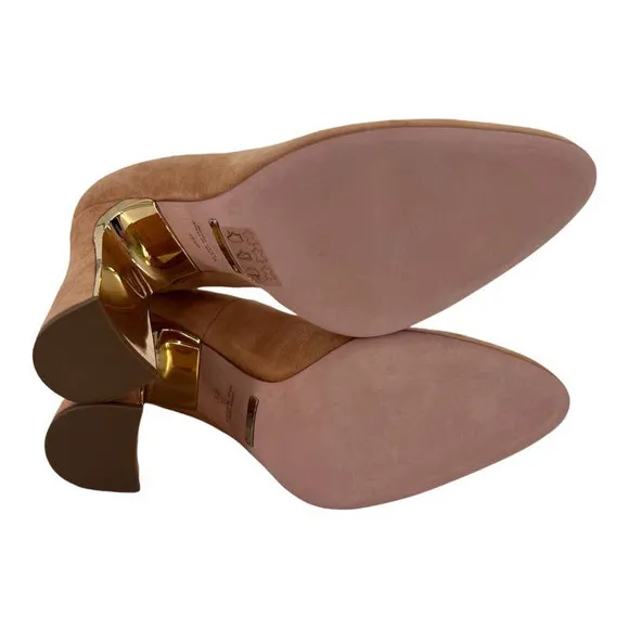 SEBASTIAN Italy Pumps Sand Suede Leather Heels Women's Sz 38 / 8 NIB $600