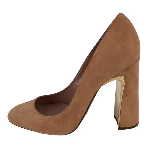 SEBASTIAN Italy Pumps Sand Suede Leather Heels Women's Sz 38 / 8 NIB $600