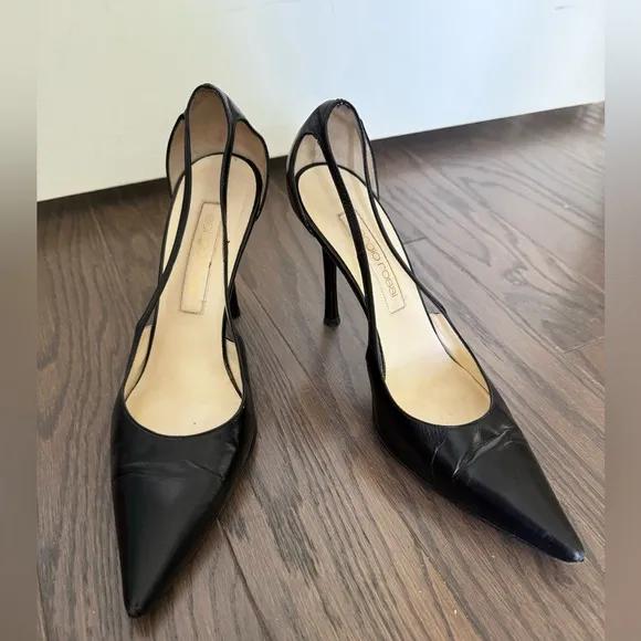 Sergio Rossi Pointed Toe Leather Heels Size 37