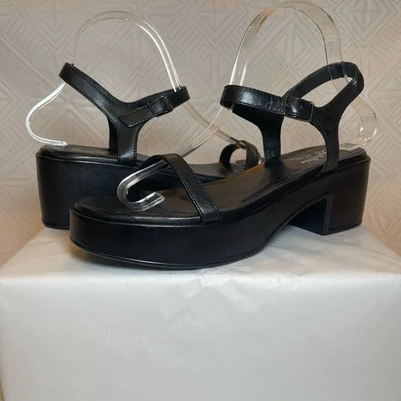 Seychelles Rest Assured Platform Heeled Sandals in Black Size 8.5