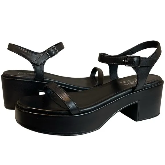 Seychelles Rest Assured Platform Heeled Sandals in Black Size 8.5