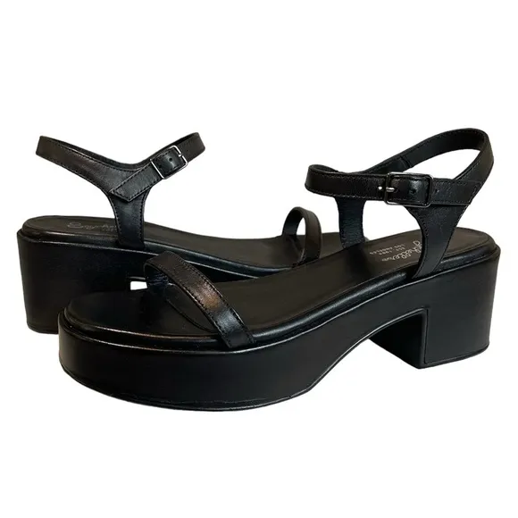 Seychelles Rest Assured Platform Heeled Sandals in Black Size 8.5