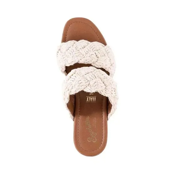 Seychelles Smoke Show NATURAL MACRAME Women's Size 10 Boho Block Heel Sandals