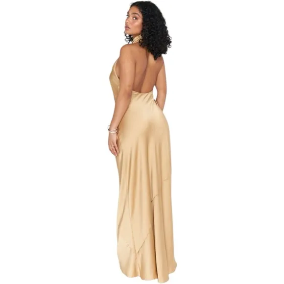 Show Me Your MuMu‎ Jasmine Maxi Dress Satin Look Sleeveless Halter