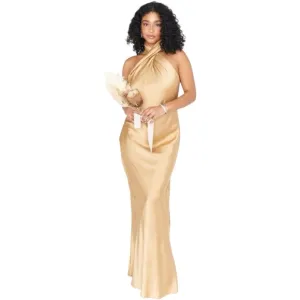 Show Me Your MuMu‎ Jasmine Maxi Dress Satin Look Sleeveless Halter