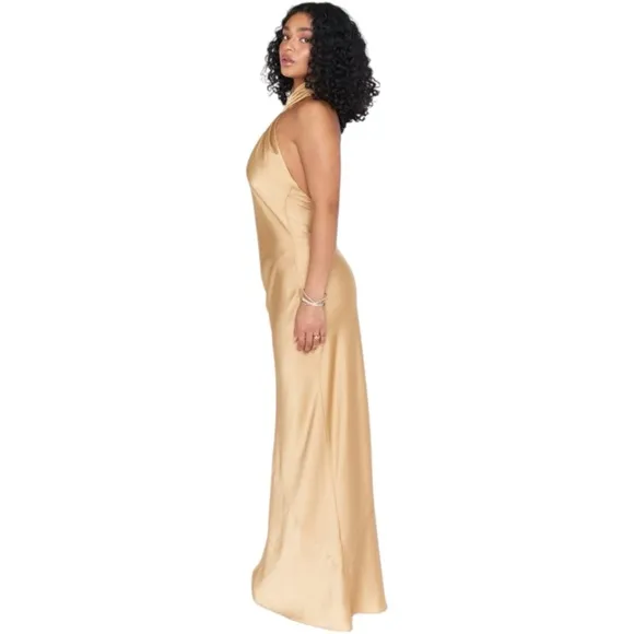 Show Me Your MuMu‎ Jasmine Maxi Dress Satin Look Sleeveless Halter
