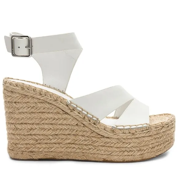 SIGERSON MORRISON Arien platform wedge Espadrille white leather sandal pumps 8.5