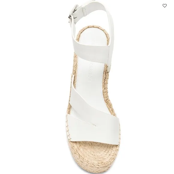SIGERSON MORRISON Arien platform wedge Espadrille white leather sandal pumps 8.5