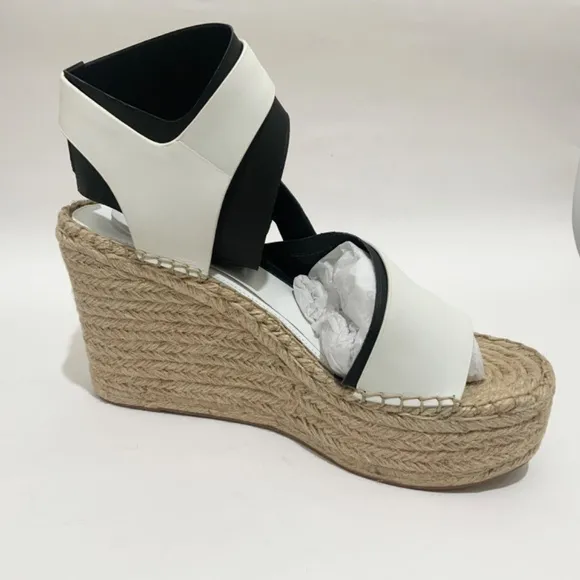 SIGERSON MORRISON Arien platform wedge Espadrille white leather sandal pumps 8.5