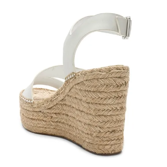 SIGERSON MORRISON Arien platform wedge Espadrille white leather sandal pumps 8.5