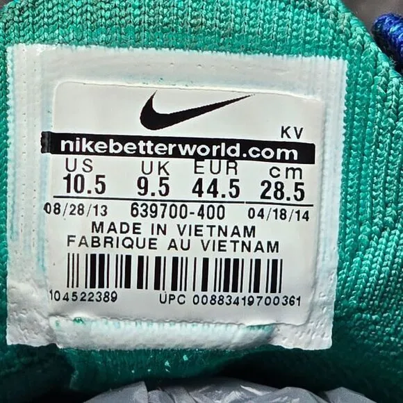 Size 10.5 - Nike Free Flyknit Chukka Hyper Grape Blue Men Running‎ Sneaker Shoes