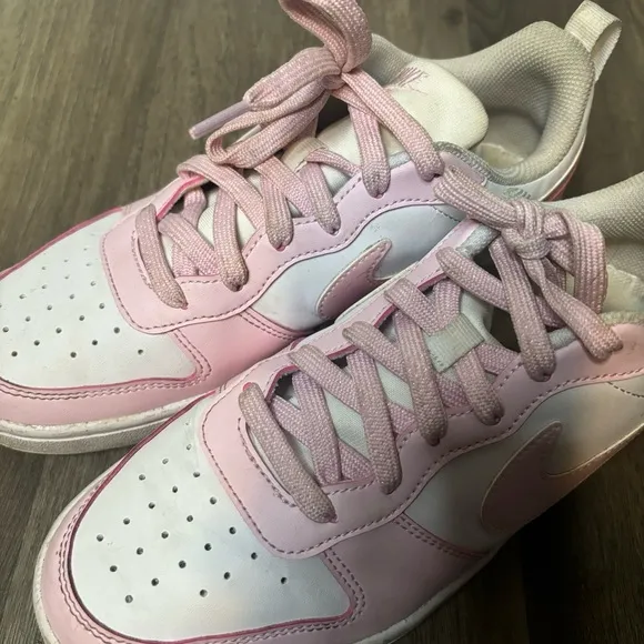 Size 8 Women's NIKE Pink and White Sneakers
