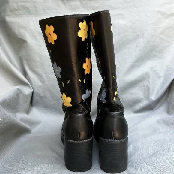 Skechers RARE 90's Y2K Flower Platform Boots Shoes Size 8.5 Festival Party