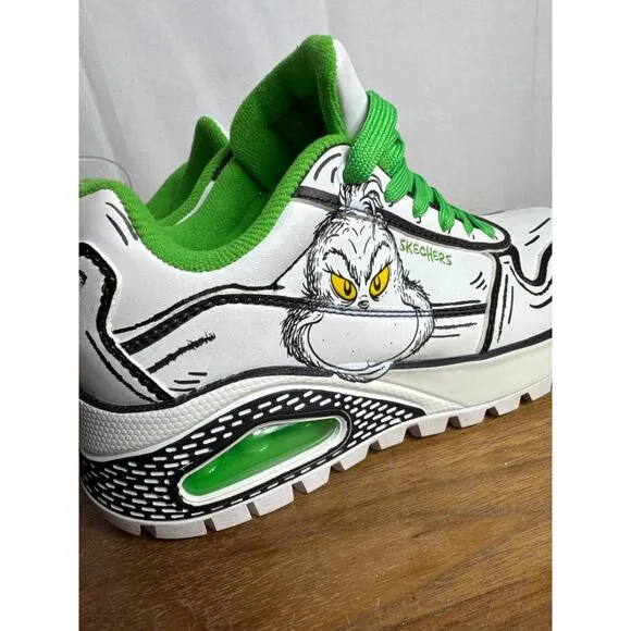 Skechers The Grinch Dr Seuss Shoes Women's 5 Youth 3 White Green Uno Rugged NWT