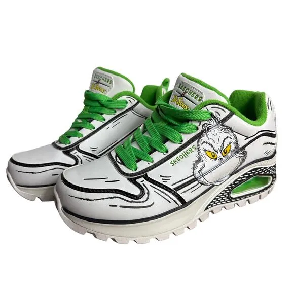 Skechers The Grinch Dr Seuss Shoes Women's 5 Youth 3 White Green Uno Rugged NWT