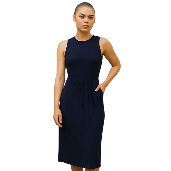 Sleeveless Midi Dress with Pockets - Versatile Casual Style