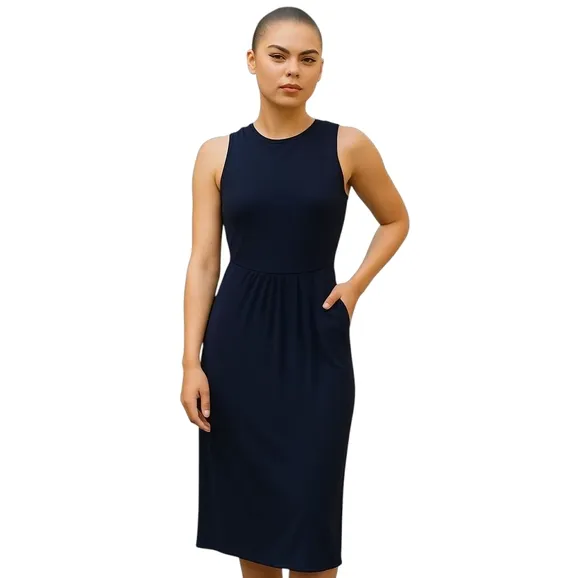Sleeveless Midi Dress with Pockets - Versatile Casual Style