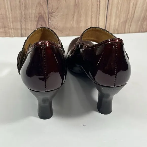 Sofft Fiorenza Mary Jane ChiantiPatent Leather Pump Heels‎ Burgundy Sz 6 M Shiny