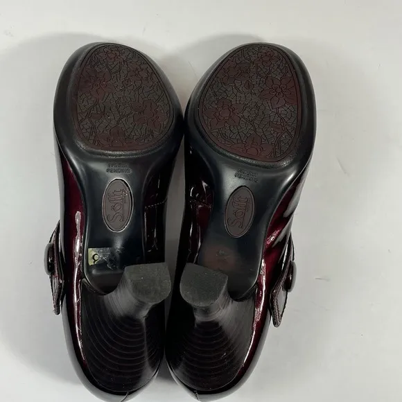 Sofft Fiorenza Mary Jane ChiantiPatent Leather Pump Heels‎ Burgundy Sz 6 M Shiny