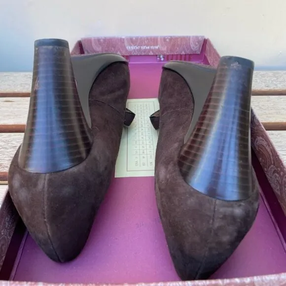 Sofft Women's Retro Geva Brown Suede Peep Toe Mary Jane Pumps Size 9W