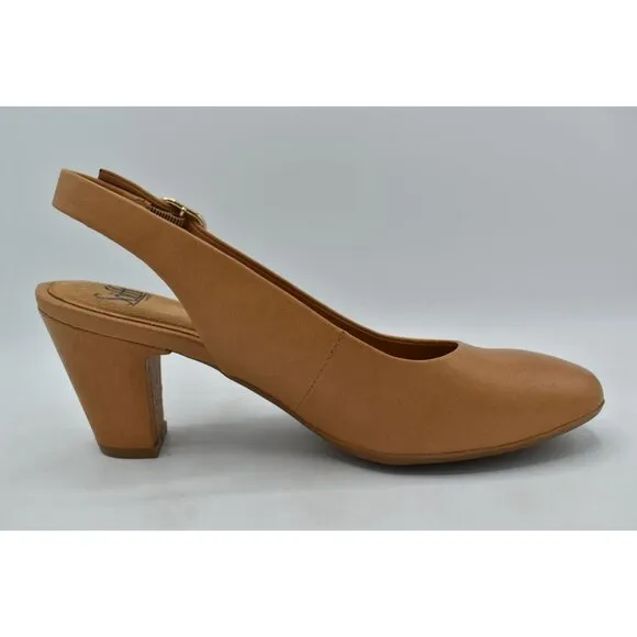 Sofft Womens Size 9.5 Lilly Slingback Heeled Caramel Leather Shoes