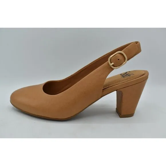 Sofft Womens Size 9.5 Lilly Slingback Heeled Caramel Leather Shoes