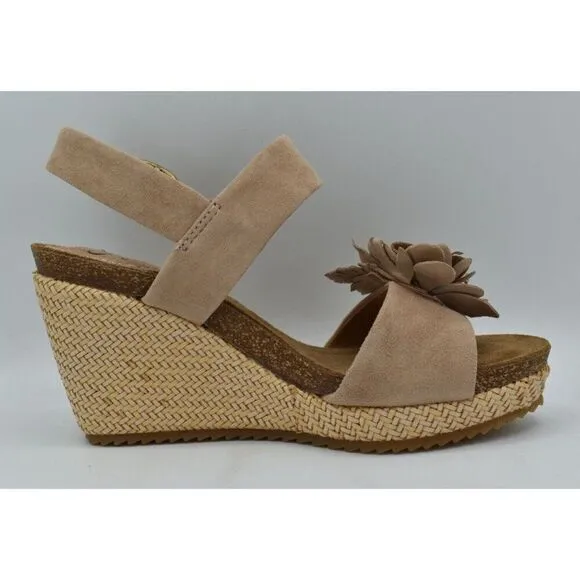 Sofft Womens Size 9 Cali Rose Taupe Suede Wedge Sandals Shoes