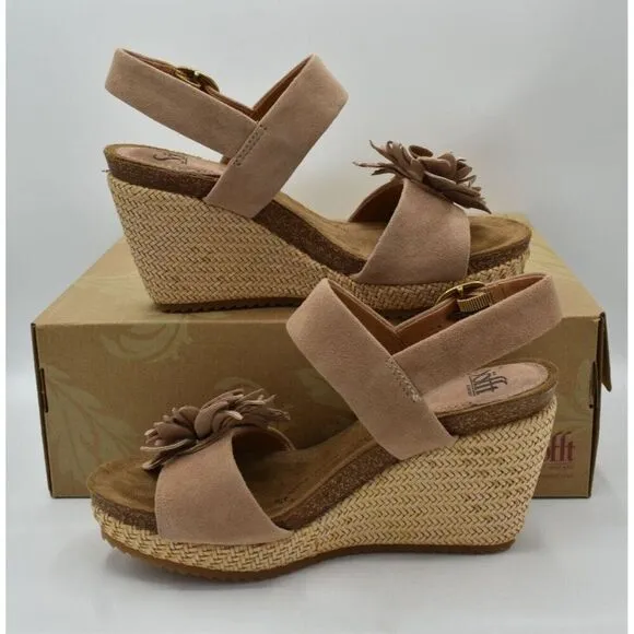 Sofft Womens Size 9 Cali Rose Taupe Suede Wedge Sandals Shoes