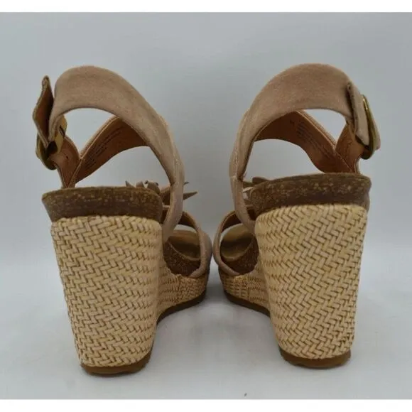 Sofft Womens Size 9 Cali Rose Taupe Suede Wedge Sandals Shoes
