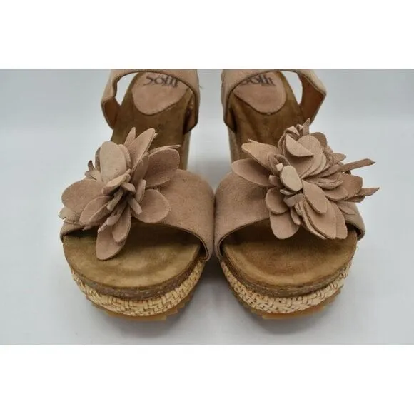 Sofft Womens Size 9 Cali Rose Taupe Suede Wedge Sandals Shoes
