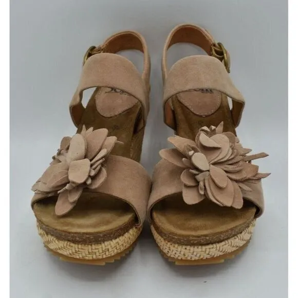 Sofft Womens Size 9 Cali Rose Taupe Suede Wedge Sandals Shoes