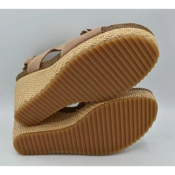 Sofft Womens Size 9 Cali Rose Taupe Suede Wedge Sandals Shoes