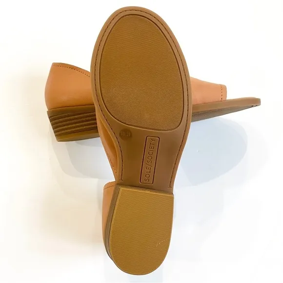 Sole society cut-out tan midi heel sandals