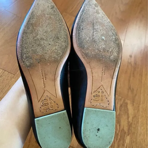 Sophia Webster Black Leather Butterfly Flats shoes 37.5