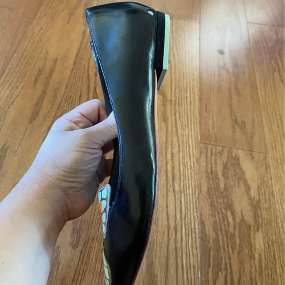 Sophia Webster Black Leather Butterfly Flats shoes 37.5